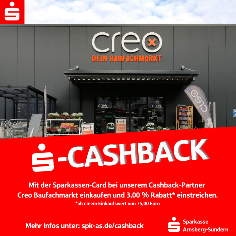 Cashback bei Creo Baufachmarkt